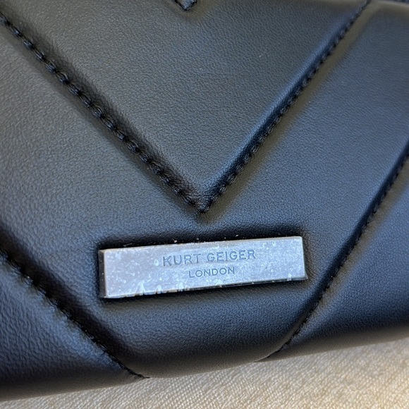 KURT GEIGER LONDON NWT Kensington Leather Wallet on a Chain BLACK - Picture 11 of 17